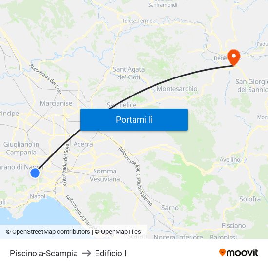 Piscinola-Scampia to Edificio I map