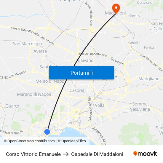 Corso Vittorio Emanuele to Ospedale Di Maddaloni map