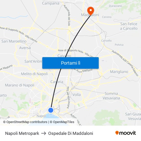 Napoli Metropark to Ospedale Di Maddaloni map