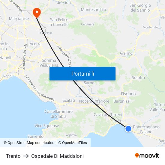 Trento to Ospedale Di Maddaloni map