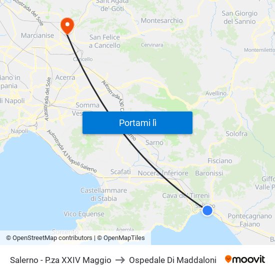 Salerno - P.za XXIV Maggio to Ospedale Di Maddaloni map