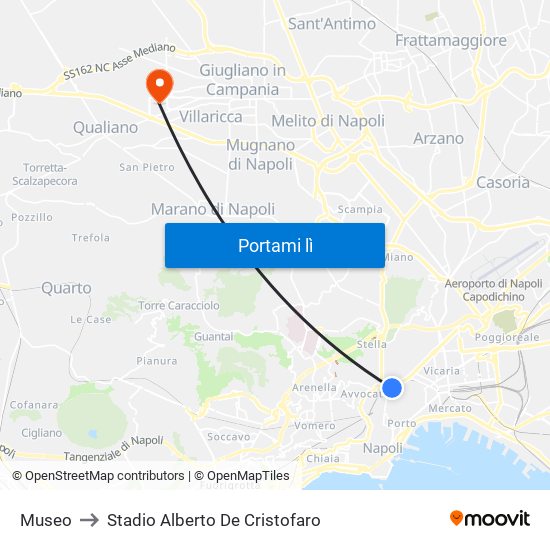 Museo to Stadio Alberto De Cristofaro map