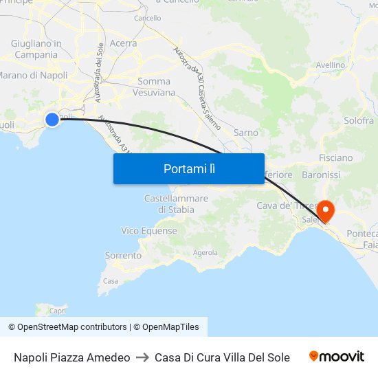 Napoli Piazza Amedeo to Casa Di Cura Villa Del Sole map
