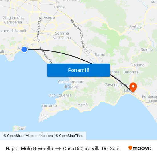 Napoli Molo Beverello to Casa Di Cura Villa Del Sole map