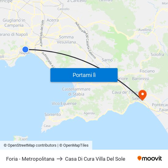 Foria - Metropolitana to Casa Di Cura Villa Del Sole map