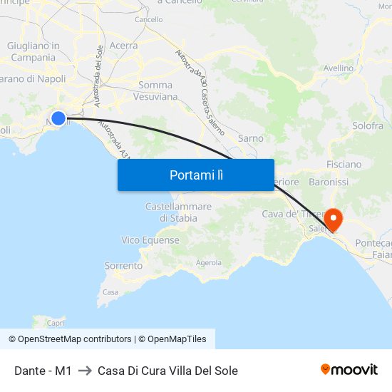 Dante - M1 to Casa Di Cura Villa Del Sole map