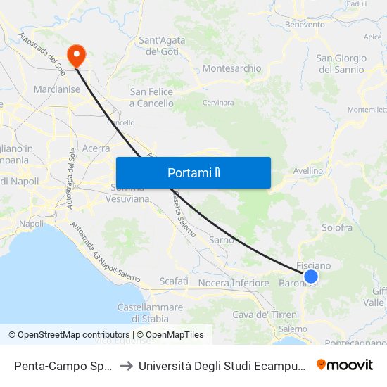 Penta-Campo Sportivo to Università Degli Studi Ecampus Caserta map