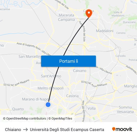 Chiaiano to Università Degli Studi Ecampus Caserta map