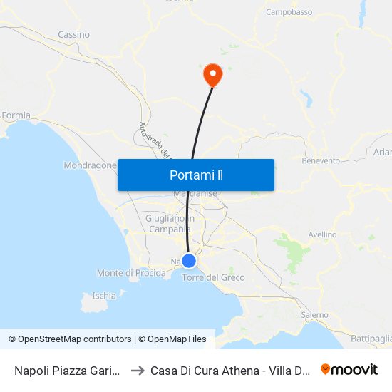 Napoli Piazza Garibaldi to Casa Di Cura  Athena - Villa Dei Pini map