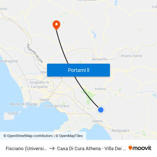 Fisciano (Università) to Casa Di Cura  Athena - Villa Dei Pini map