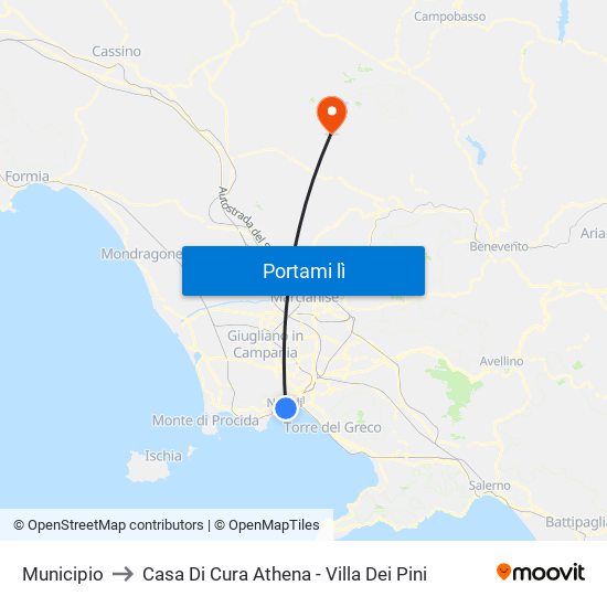 Municipio to Casa Di Cura  Athena - Villa Dei Pini map