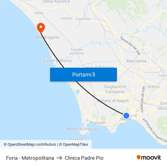 Foria - Metropolitana to Clinica Padre Pio map