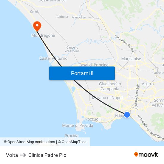 Volta to Clinica Padre Pio map