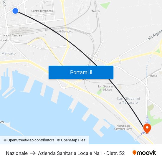 Nazionale to Azienda Sanitaria Locale Na1 - Distr. 52 map