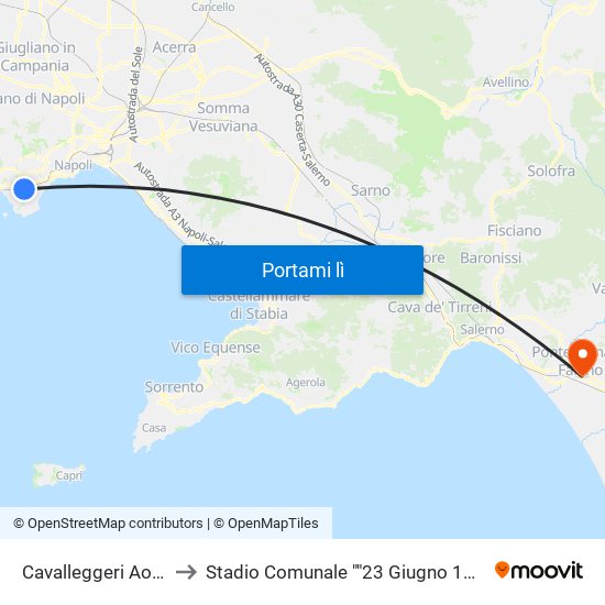 Cavalleggeri Aosta to Stadio Comunale ""23 Giugno 1978"" map