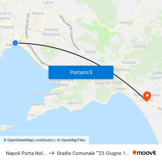 Napoli Porta Nolana to Stadio Comunale ""23 Giugno 1978"" map