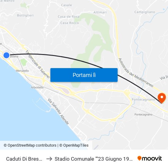 Caduti Di Brescia to Stadio Comunale ""23 Giugno 1978"" map