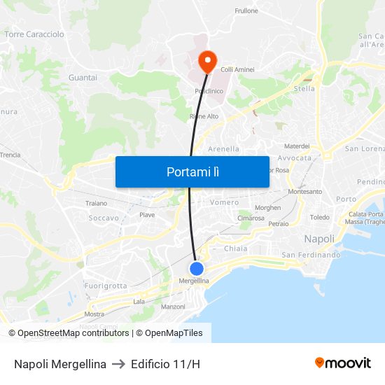 Napoli Mergellina to Edificio 11/H map