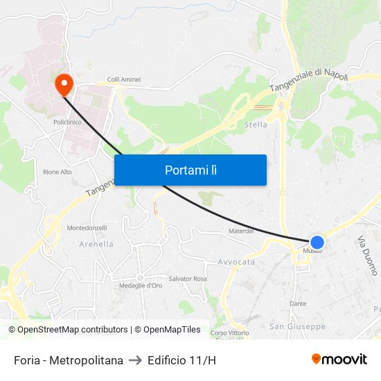 Foria - Metropolitana to Edificio 11/H map