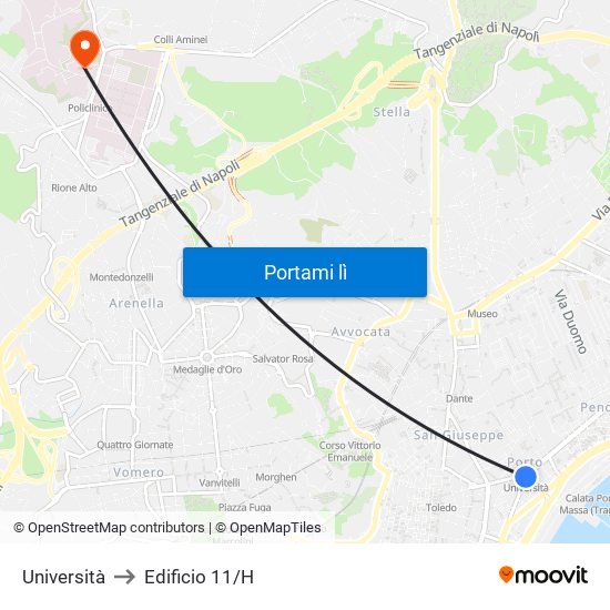 Università to Edificio 11/H map