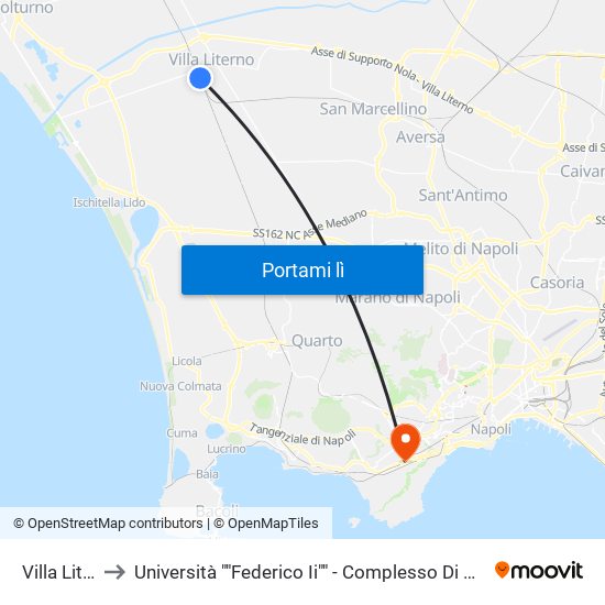 Villa Literno to Università ""Federico Ii"" - Complesso Di Piazzale Tecchio map