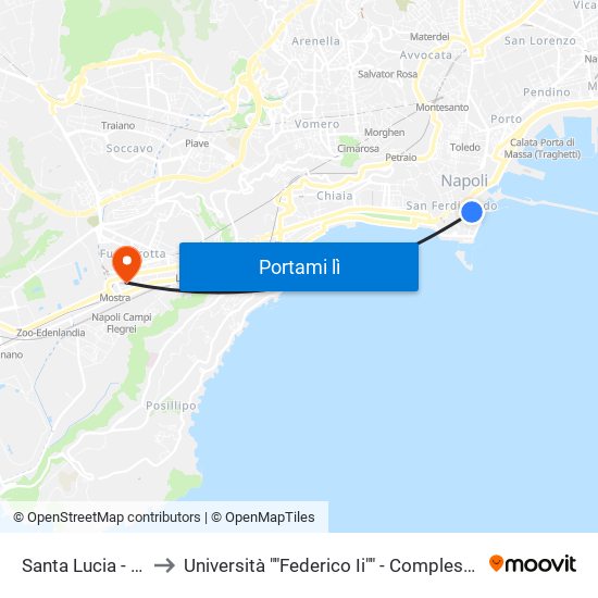 Santa Lucia - Plebiscito to Università ""Federico Ii"" - Complesso Di Piazzale Tecchio map