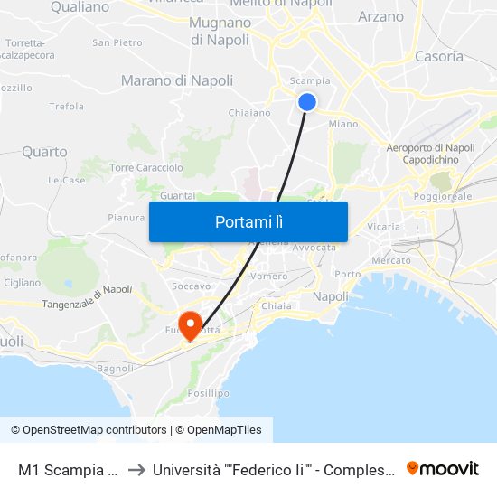 M1 Scampia - Zuccarini to Università ""Federico Ii"" - Complesso Di Piazzale Tecchio map