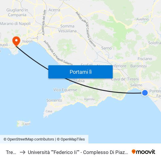 Trento to Università ""Federico Ii"" - Complesso Di Piazzale Tecchio map