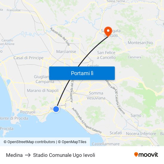 Medina to Stadio Comunale Ugo Ievoli map