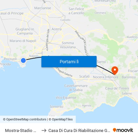 Mostra-Stadio Maradona to Casa Di Cura Di Riabilitazione G. F. Montesano map