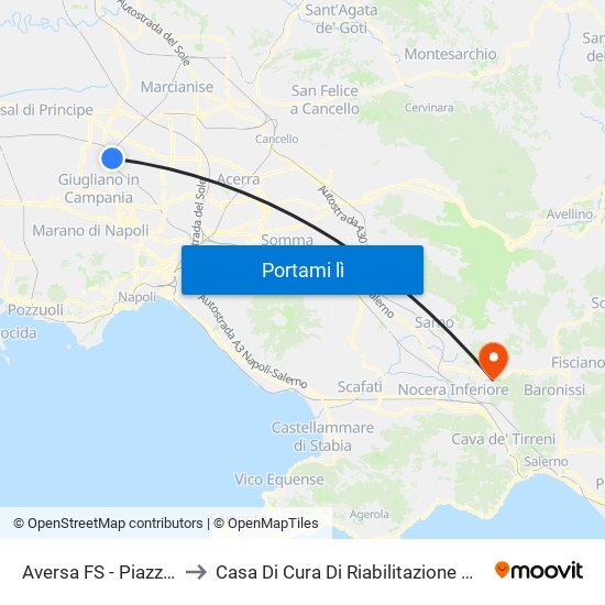 Aversa FS - Piazza Mazzini to Casa Di Cura Di Riabilitazione G. F. Montesano map