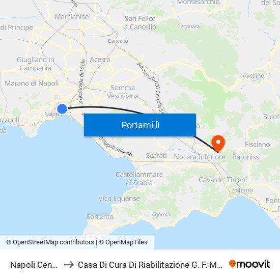 Napoli Centrale to Casa Di Cura Di Riabilitazione G. F. Montesano map