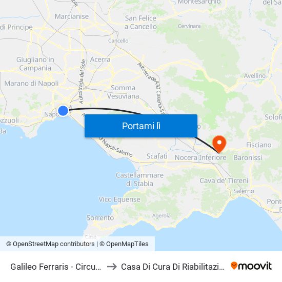 Galileo Ferraris - Circumvesuviana E.A.V. to Casa Di Cura Di Riabilitazione G. F. Montesano map