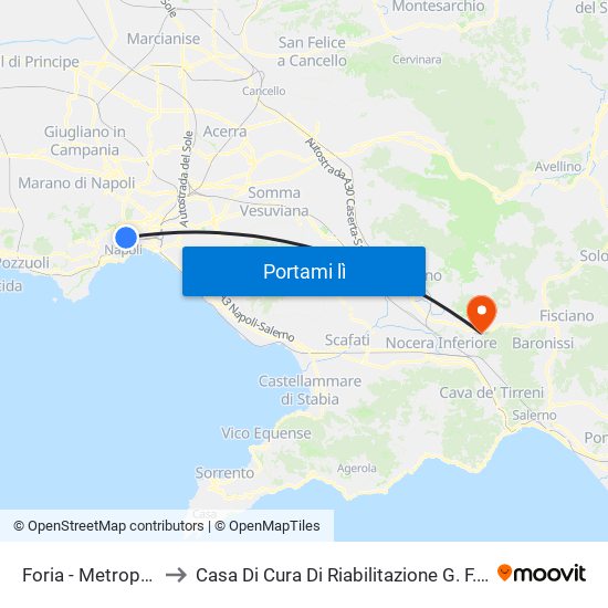 Foria - Metropolitana to Casa Di Cura Di Riabilitazione G. F. Montesano map