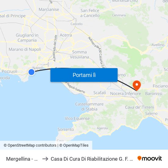 Mergellina - Leone to Casa Di Cura Di Riabilitazione G. F. Montesano map