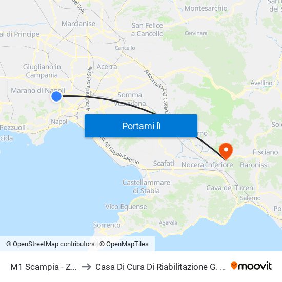 M1 Scampia - Zuccarini to Casa Di Cura Di Riabilitazione G. F. Montesano map