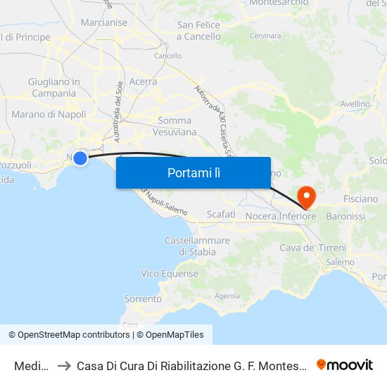 Medina to Casa Di Cura Di Riabilitazione G. F. Montesano map