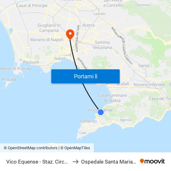 Vico Equense - Staz. Circumvesuviana to Ospedale Santa Maria Della Pietà map