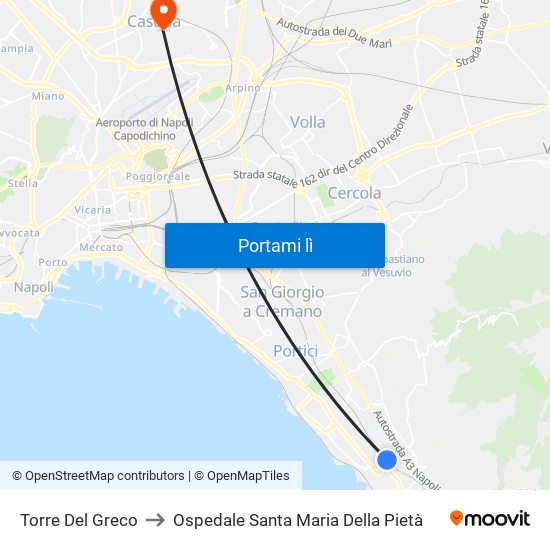 Torre Del Greco to Ospedale Santa Maria Della Pietà map