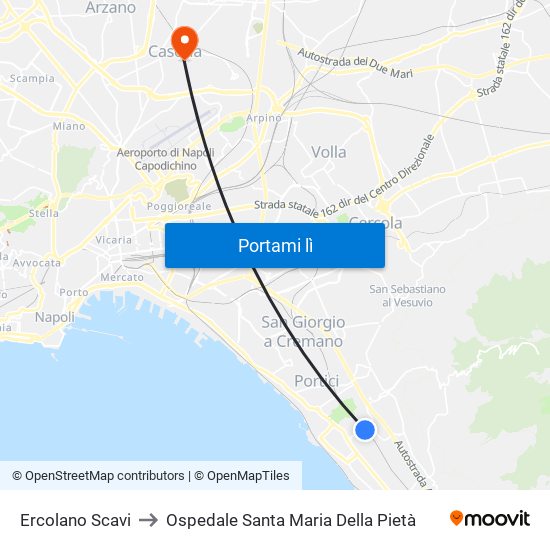 Ercolano Scavi to Ospedale Santa Maria Della Pietà map