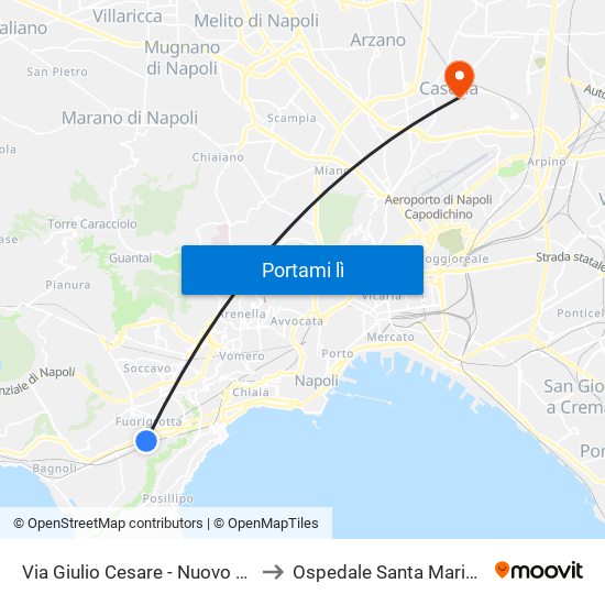 Via Giulio Cesare - Nuovo Capolinea Ctp to Ospedale Santa Maria Della Pietà map