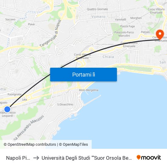 Napoli Piazza Leopardi to Università Degli Studi ""Suor Orsola Benincasa"" - Dipartimento Di Scienze Umanistiche map