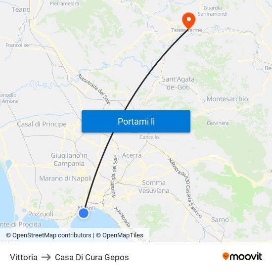 Vittoria to Casa Di Cura Gepos map