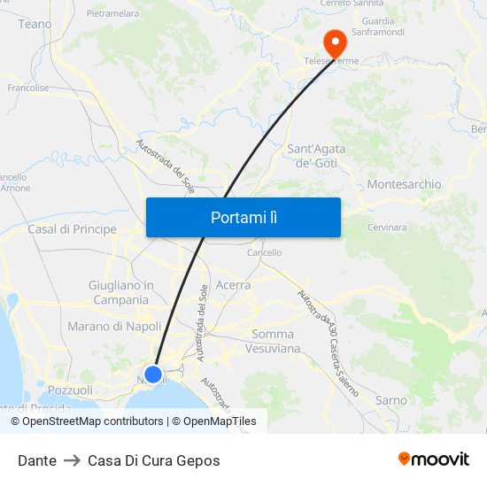 Dante to Casa Di Cura Gepos map