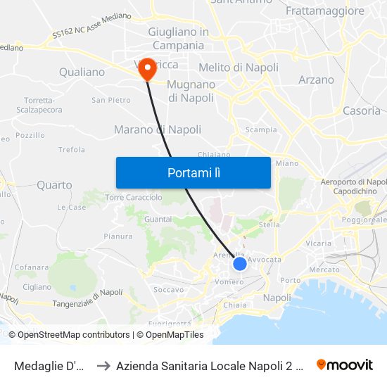 Medaglie D'Oro to Azienda Sanitaria Locale Napoli 2 Nord map
