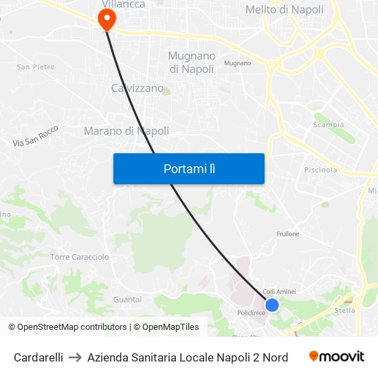 Cardarelli to Azienda Sanitaria Locale Napoli 2 Nord map