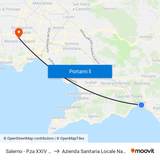 Salerno - P.za XXIV Maggio to Azienda Sanitaria Locale Napoli 2 Nord map