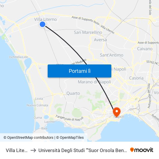 Villa Literno to Università Degli Studi ""Suor Orsola Benincasa"" map