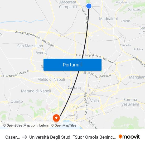 Caserta to Università Degli Studi ""Suor Orsola Benincasa"" map