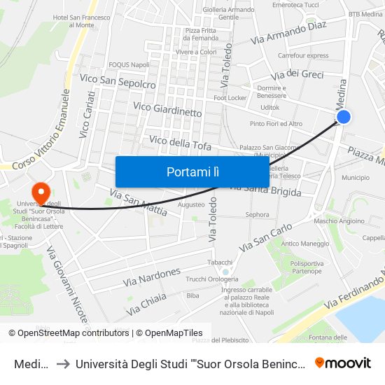 Medina to Università Degli Studi ""Suor Orsola Benincasa"" map